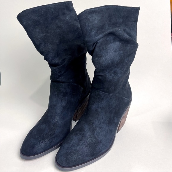 Band of Gypsies Womens Black Crash Pull On Block Heel Mid Calf Boots Size 6 - Picture 1 of 10